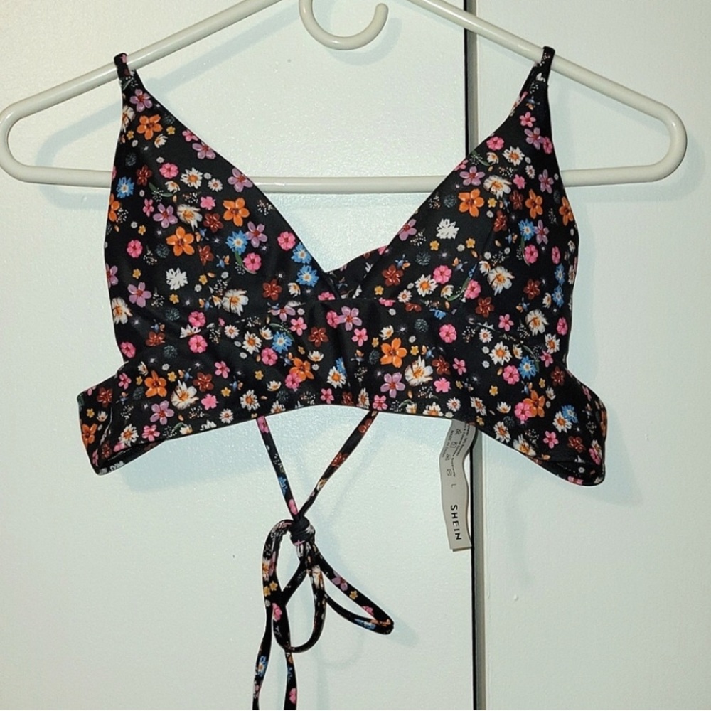 Floral swim bikini top